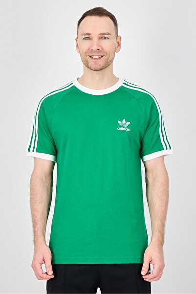 adidas تي شيرت رجالي رياضي بأكمام قصيرة مناسب للخارج، باللون الأخضر