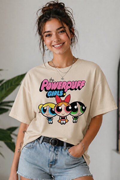 ArtYus Powerpuff Girls Printed Unisex Oversize T-Shirt – Cotton Crew Neck Cas...