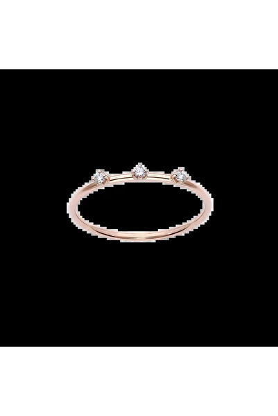 Lisa&Co. White Diamond Trio Gold Ring 50 mm / Rose Gold / White Diamond