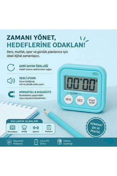 Libra Kronometreli Ders Çalışma Saati -Dijital Kronometre|Sesli Uyarı – Mıkna...
