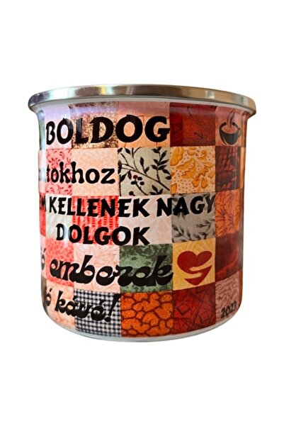 OEM Cană din oțel emailat alb, 360 ml (12 oz), colorată, text hongar: momente...