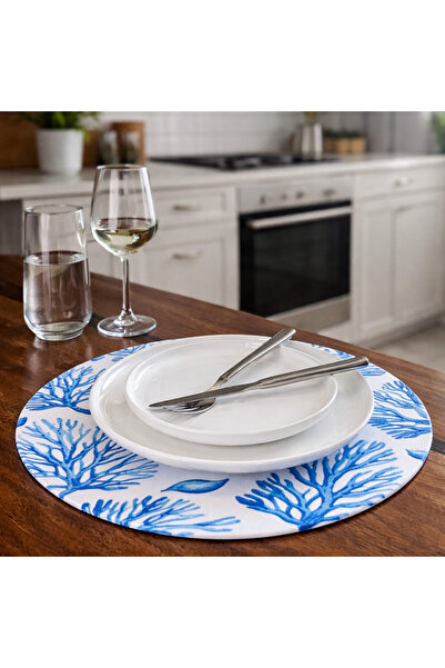 Econice American Service, 1 Piece Blue Coral Pattern Digital Printed Supla