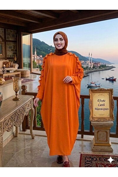 Fzd filizzade omuzdan manşete kadar fırfırlı geniş kesim 40-56 beden ferace e...