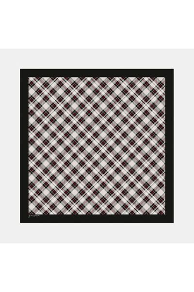 Zerafetim Twill Silk Scarf Black, Silver Grey, Red