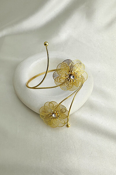 Modex Gold Yellow Stone Detailed Flower Figured Adjustable Arm Accessory (Dia...