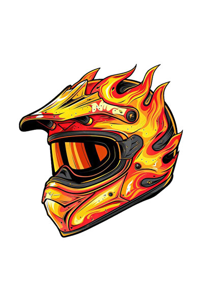 MegaSticker Ateşli motocross kask Sticker Araba, Motorsiklet, Kask, Laptop, C...