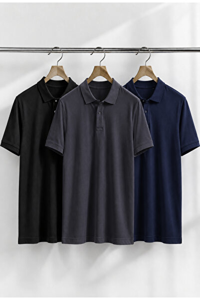 COMBİNE MİCHAİL Tricou cu guler polo din 3 piese Trend Casual pentru bărbați