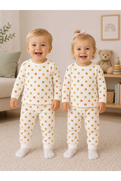 Pambuliq Unisex 100% Cotton Patterned Long Sleeve Baby Pajama Set
