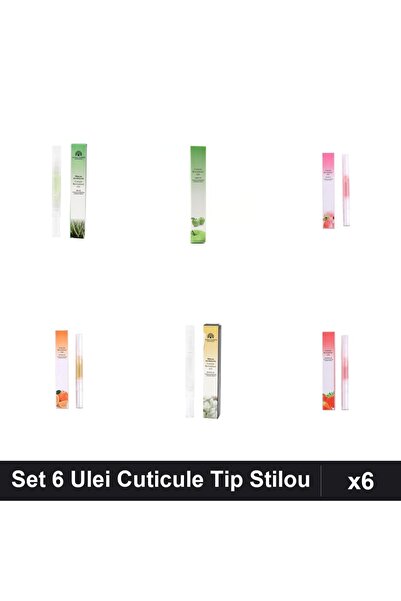 NAİLS Set 6 Ulei Cuticule Tip Stilou - Aloe Vera, Mar Verde, Peach, Orange, J...
