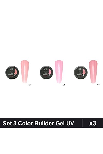 global fashion Set 3 Color Builder Gel UV 15g - Nr.07, Nr.05, Nr.08