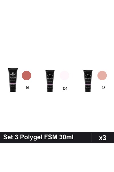 FSM Set 3 Polygel 30ml - Nr.16, Nr.04, Nr.28 - Constructie Unghii