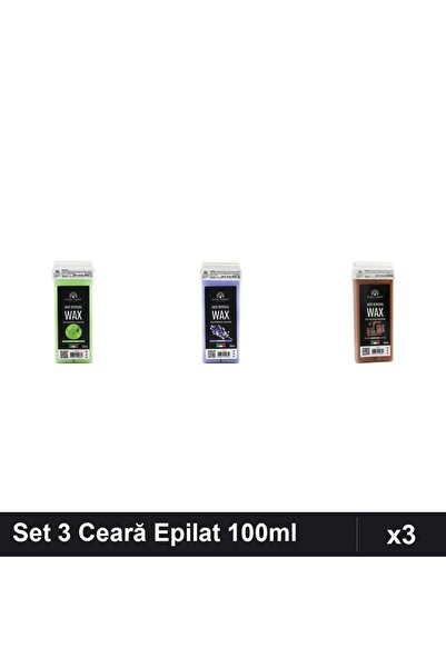 global fashion Set 3 Ceară Epilat Unică Folosință 100ml - Mâr Verde, Lavandă,...