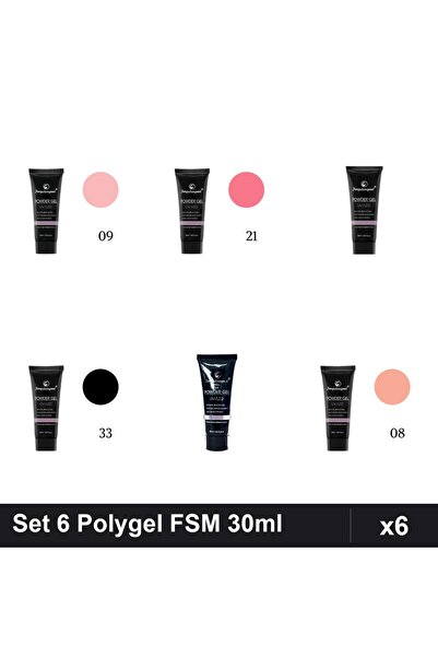 FSM Set 6 Polygel 30ml - Nr.01, 08, 09, 14, 21, 33 - Constructie Unghii
