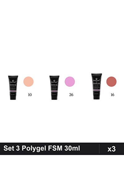 FSM Set 3 Polygel 30ml - Nr.10, Nr.26, Nr.16 - Constructie Unghii
