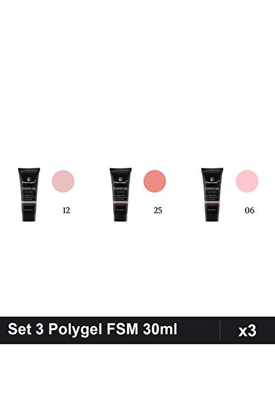 FSM Set 3 Polygel 30ml - Nr.12, Nr.25, Nr.06 - Constructie Unghii