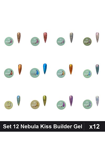 global fashion Set 12 Nebula Kiss Builder Gel 15g - Nr.01 Nr.02 Nr.03 Nr.04 N...