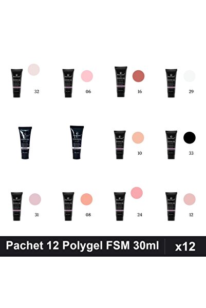 FSM Set 12 Polygel 30ml - Nr.32, Nr.06, Nr.16, Nr.29, Nr.14, Nr.17 - Construc...