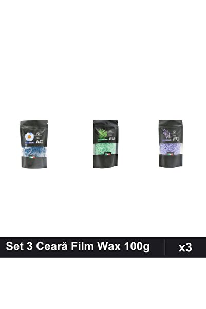 global fashion Set 3 Ceară Epilare Film Wax 100g - Azulene, Tea Tree, Lavandă
