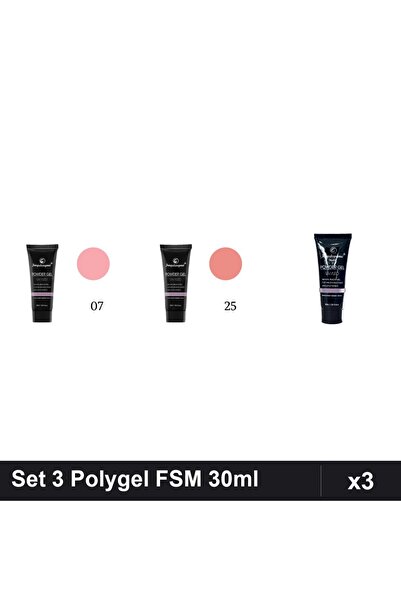 FSM Set 3 Polygel 30ml - Nr.07, Nr.25, Nr.22 - Constructie Unghii