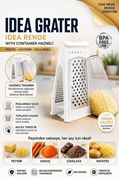 Funny Life Stainless White Steel Grater with Bowl Bpa Free Multi-Purpose Kitc...