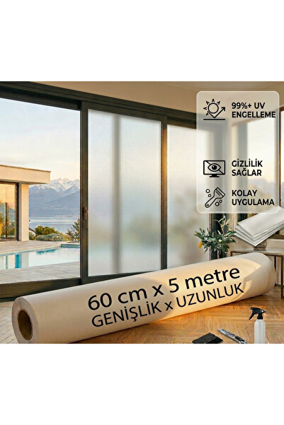 TT Tahtakale Toptancıları 60 cm x 5 m Buzlu Cam Filmi - Kendinden Yapışkanlı ...