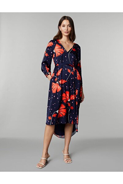 Marks & Spencer Çiçek Desenli V Yaka Midi Elbise