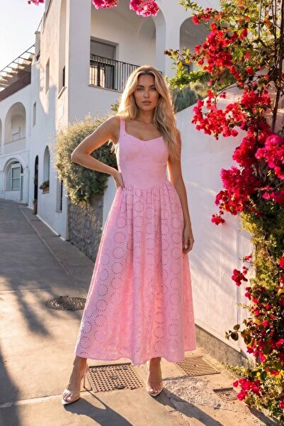 Shopping Shop Fiston Strap Long Dress Pink