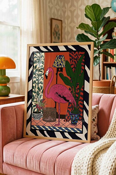 Buka Shops Maximalist Pink Flamingo Dopamine Decor - Wooden Framed Painting
