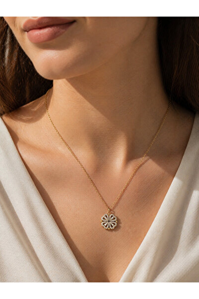 ACAR TAKI Steel Gold Color, Openable, Magnetic, Heart, Clover Lucky Pendant 4...