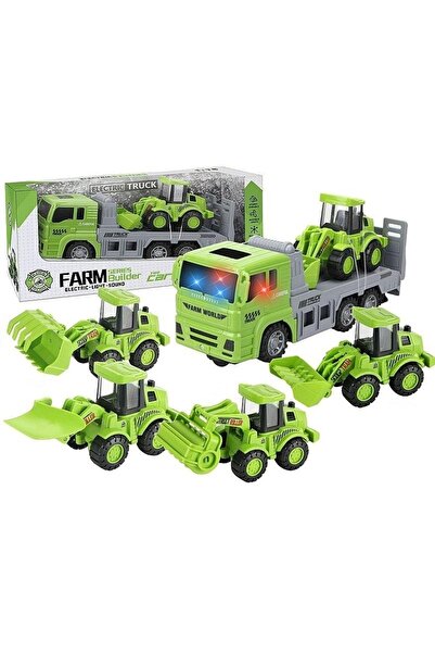 adar Remorcă cu trenuleț de construcții verde MIX