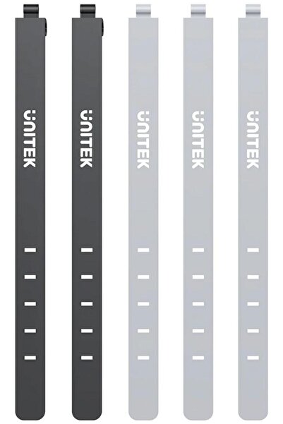Unitek Organizator FlexiTie - Set de benzi de fixare cabluri din silicon, neg...