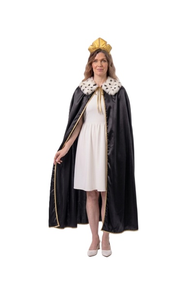 Kostüm Sarayı Queen's Cape and Crown Adult Black