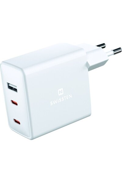SWISSTEN Încărcător GaN 2x USB C + USB 70 W Power Delivery