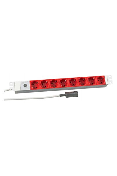 EFB Elektronik EFB 19 " 1HE prelungitor cu 8 prize CEE 7/3 roșii, cu intrare C14