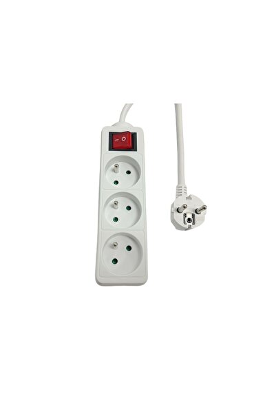 MicroConnect Prelungitor cu 3 prize, cu întrerupător, tip francez E, 1,5m, alb
