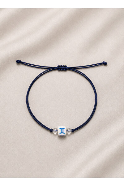 Femenino Gemini Zodiac Sign Navy Blue Rope Adjustable Zodiac Bracelet