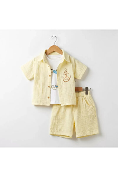 Generic Brand 6/24 Month Athlete Muslin Fabric 3 Piece Baby Set