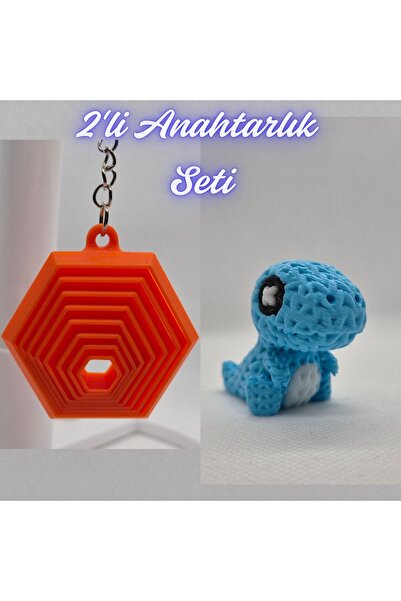 3DAtölyeMaker Orange Moving Hexagon and Light Blue Knitted Pattern Moving Din...
