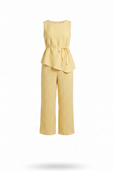 MAGARDE Asymmetrical Cut Tie-Up Premium Suit - Yellow