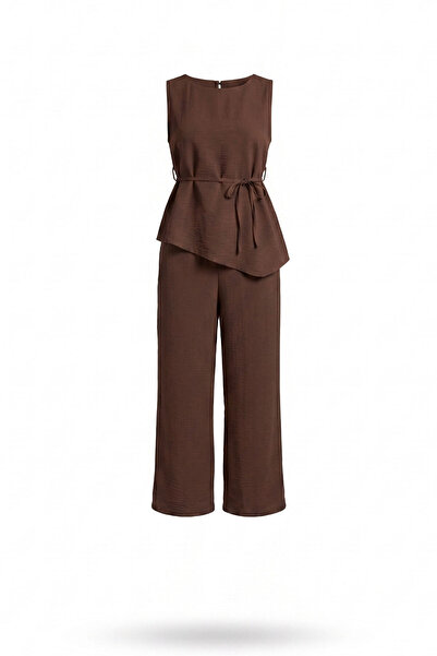 MAGARDE Asymmetrical Cut Tie-Up Premium Suit - Brown