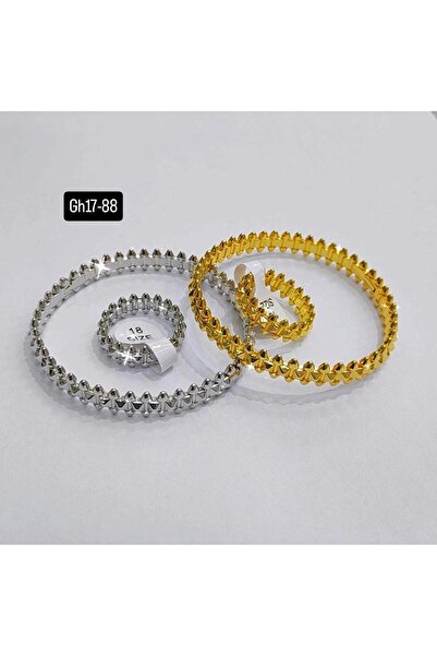 Generic طقم سوار وخاتم مطلي بالذهب بتصميم أشواك