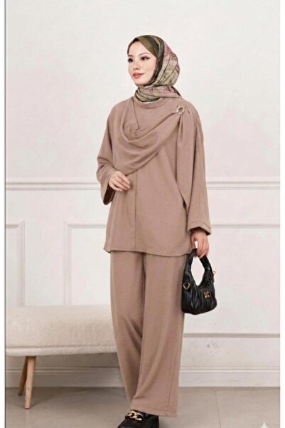 yussewear Yw Women's Shoulder Buckle Ayrobin Fabric Tunic Pants Double Set