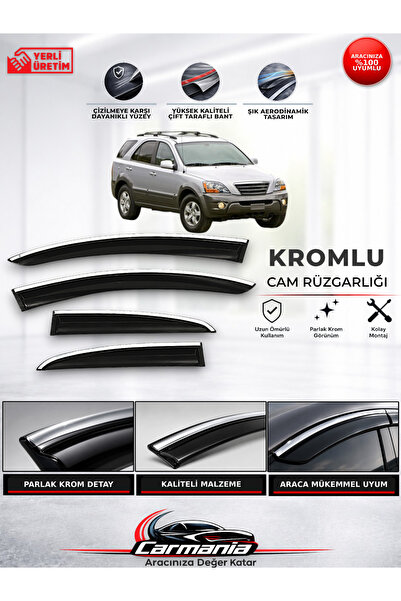 Kia Sorento (2002 - 2009) Araca Özel Kromlu Cam Rüzgarlığı 4’lü Set