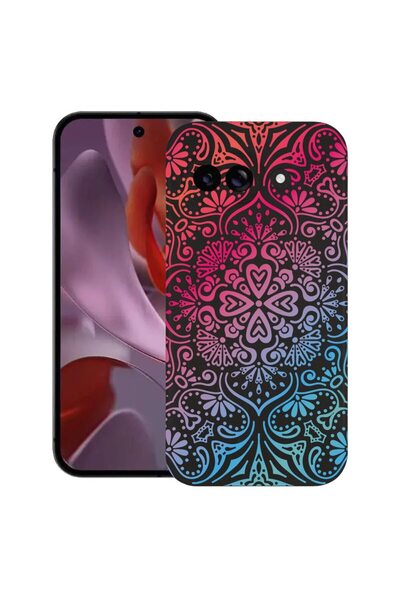 bestcase Калъф за Google Pixel 9a, Цвят мандала, Тънък силиконов 0.8ММ, Ударо...