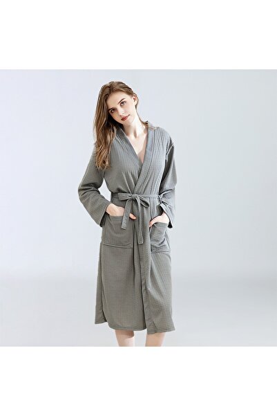 Choice9 L Grey-woman Spring and Summer Waffle Bathrobe Men and Women Sauna Cl...