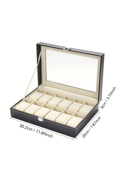 choice2 BLACK-C 2026 New 12‑Slot Luxury Watch Box with Secure Lock Synthetic ...