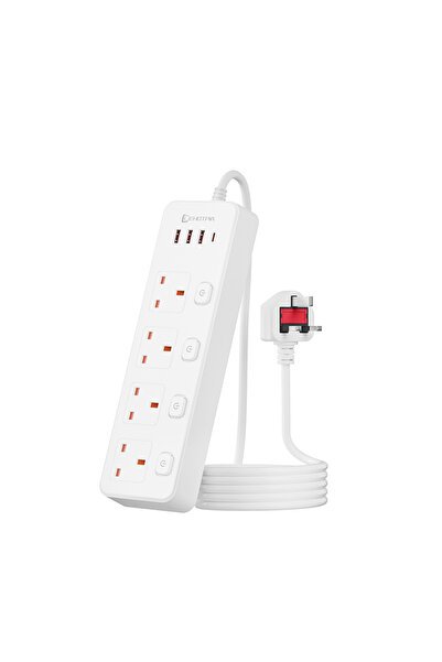 Choice UK Plug White UK Plug AC Power Strip 3250W 1.8m Extension Cord Indepen...