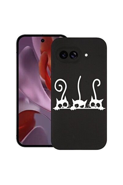 bestcase Калъф за Google Pixel 9a, Котки, Тънък силиконов 0.8ММ, Удароустойчи...