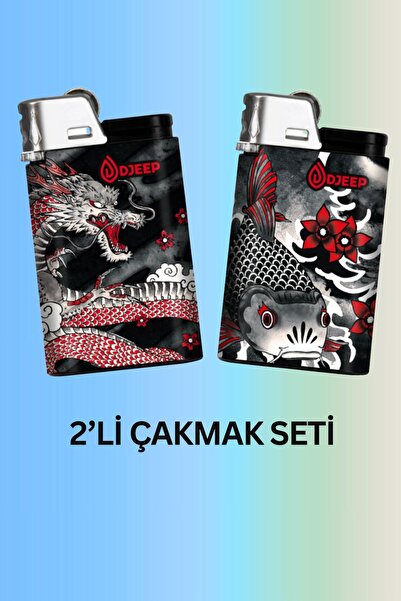 DJEEP Myths Seri Baskılı Taşlı Çakmak -2'li Set –Estetik Tasarım - Made in Fr...