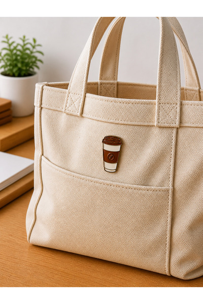 Shu Coffee Brown Coffee Cup Pin Rozet | Çanta, Kot Ceket ve Sırt Çantası Akse...